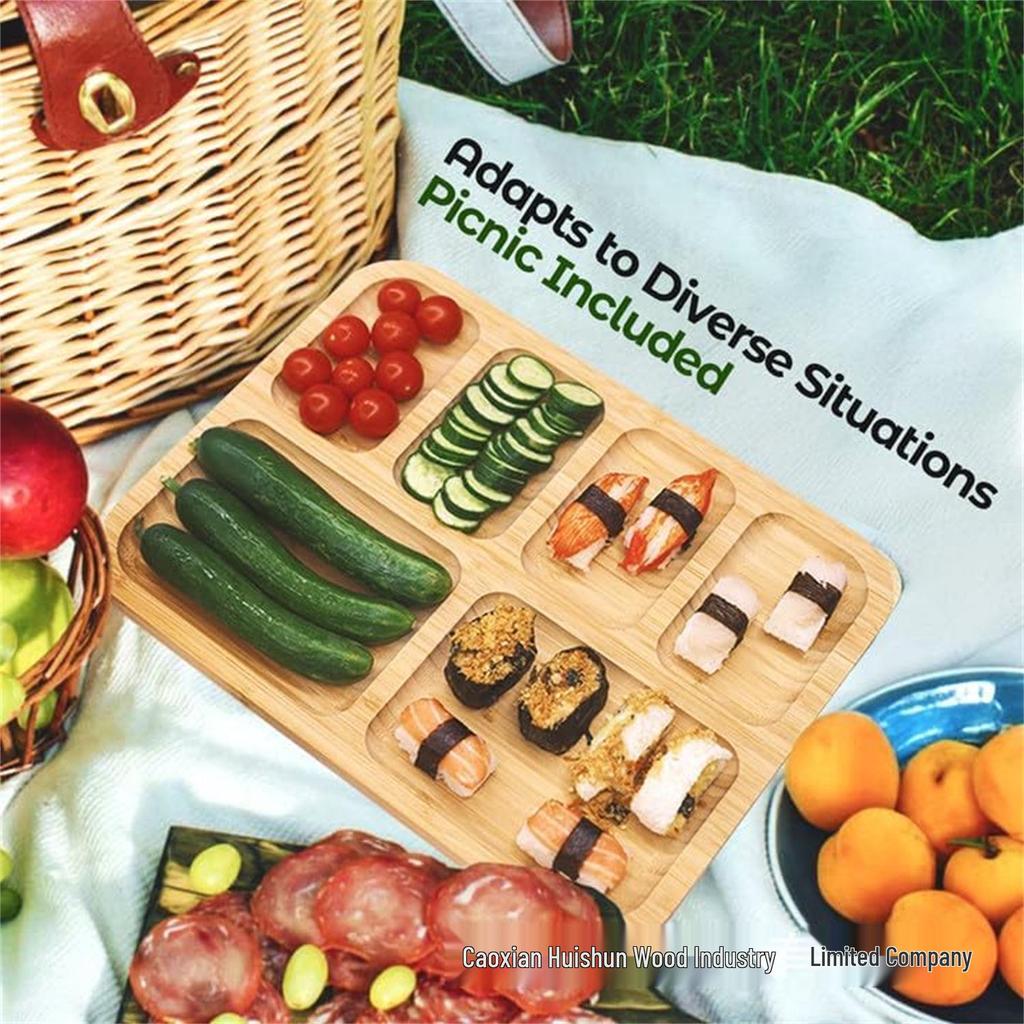 Eco-friendly Bamboo Tray with Acrylic Lid - Portable Wooden Plate for Camping, Picnics, and Restaurants