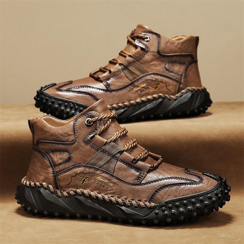 Men's Plus Size Velvet-Lined Martin Boots - Mid-Top Casual Outdoor Short Boots for Spring and Autumn