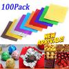 100 Stück 8x8CM DIY Lebensmittel-Aluminiumfolien-Verpackungspapierbögen Verpackung für Schokolade, Süßigkeiten, Hochzeitsfeier, Geburtstagsgeschenk, Dekoration