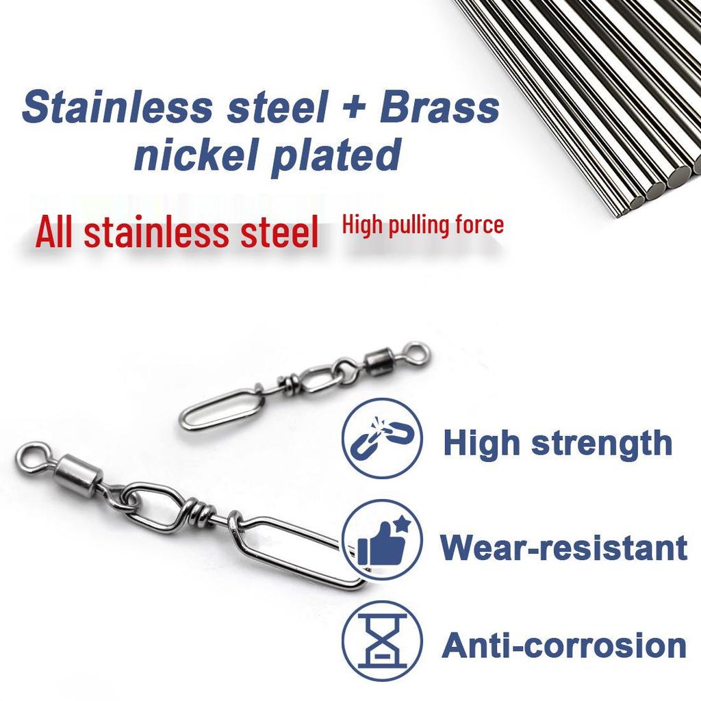 Connecteur d'embout de canne pivotant en acier inoxydable et épingle de sécurité pour matériel de pêche.