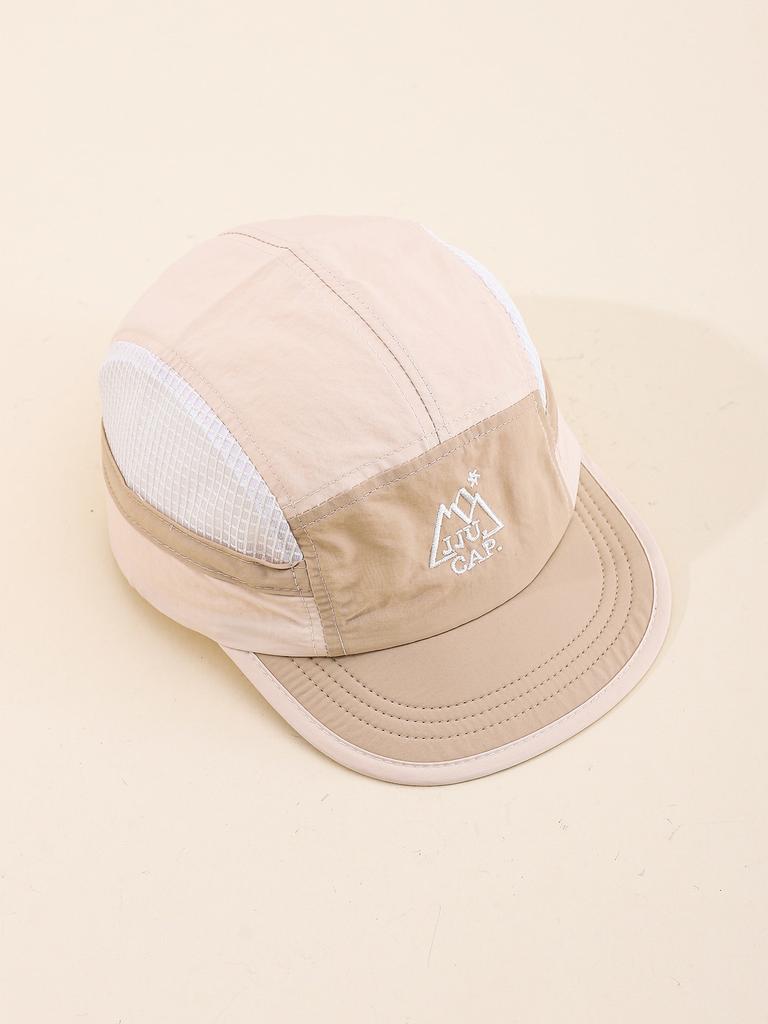 New Color Block Short Brim Baseball Cap with Mountain & Letter Prints Quick-Dry Unisex Outdoor Sun Protection Hat Perfect for