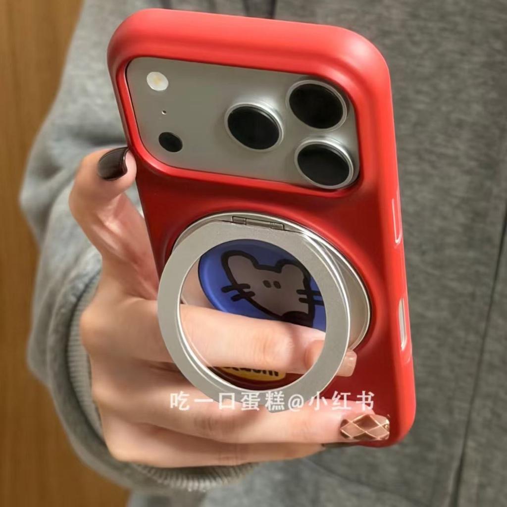 Red Background Blue Circle Mouse 360 Rotating Bracket Apple 17promax Mobile Phone Case Iphone1615