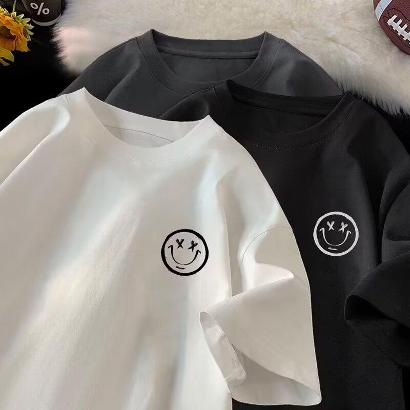 Tricou cu mâneci scurte imprimat cu litere la modă, cu gât rotund, pentru vară, în top casual