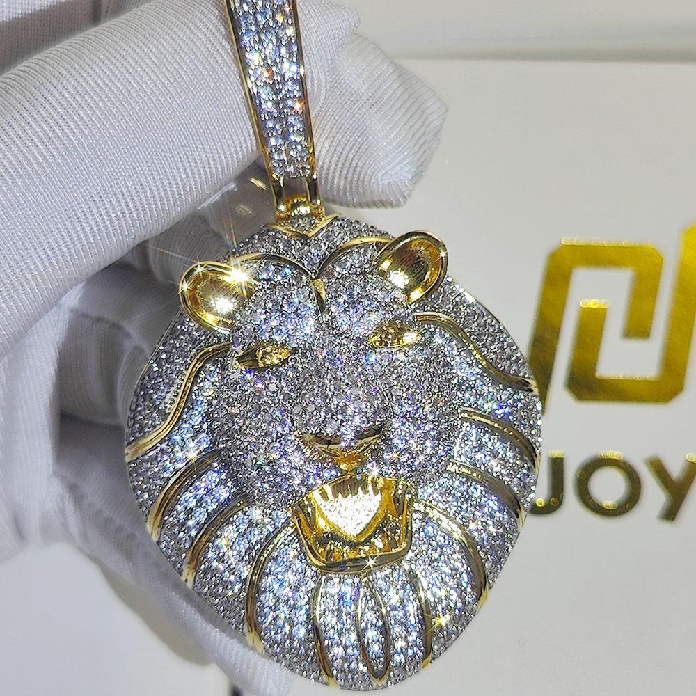 

Iced Out Roaring Lion Head Pendant Fashion Hip Hop Anime Necklace Jewelry For Men Big Iced out Punk Pendant 24inches&5mm Rope Chain