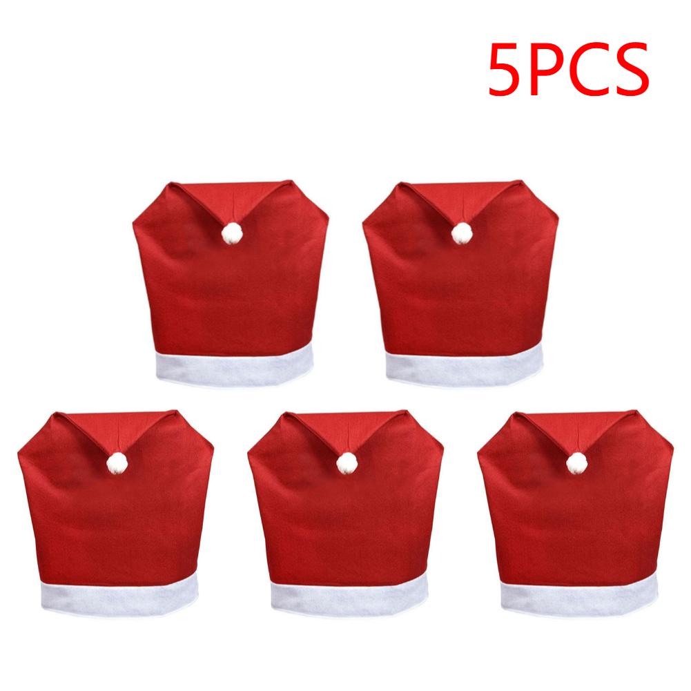 

3-10PCS Xmas Santa Hat Chair Back Cover Santa Hat Seat Cover Festive Dining Chair Costume for Banquet Holiday Christmas Decor