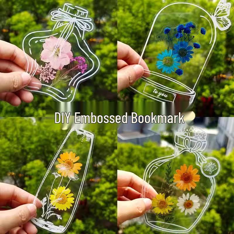 Handmade Dried Flower Bookmarks with Transparent Leaves - Creative Spring Collection