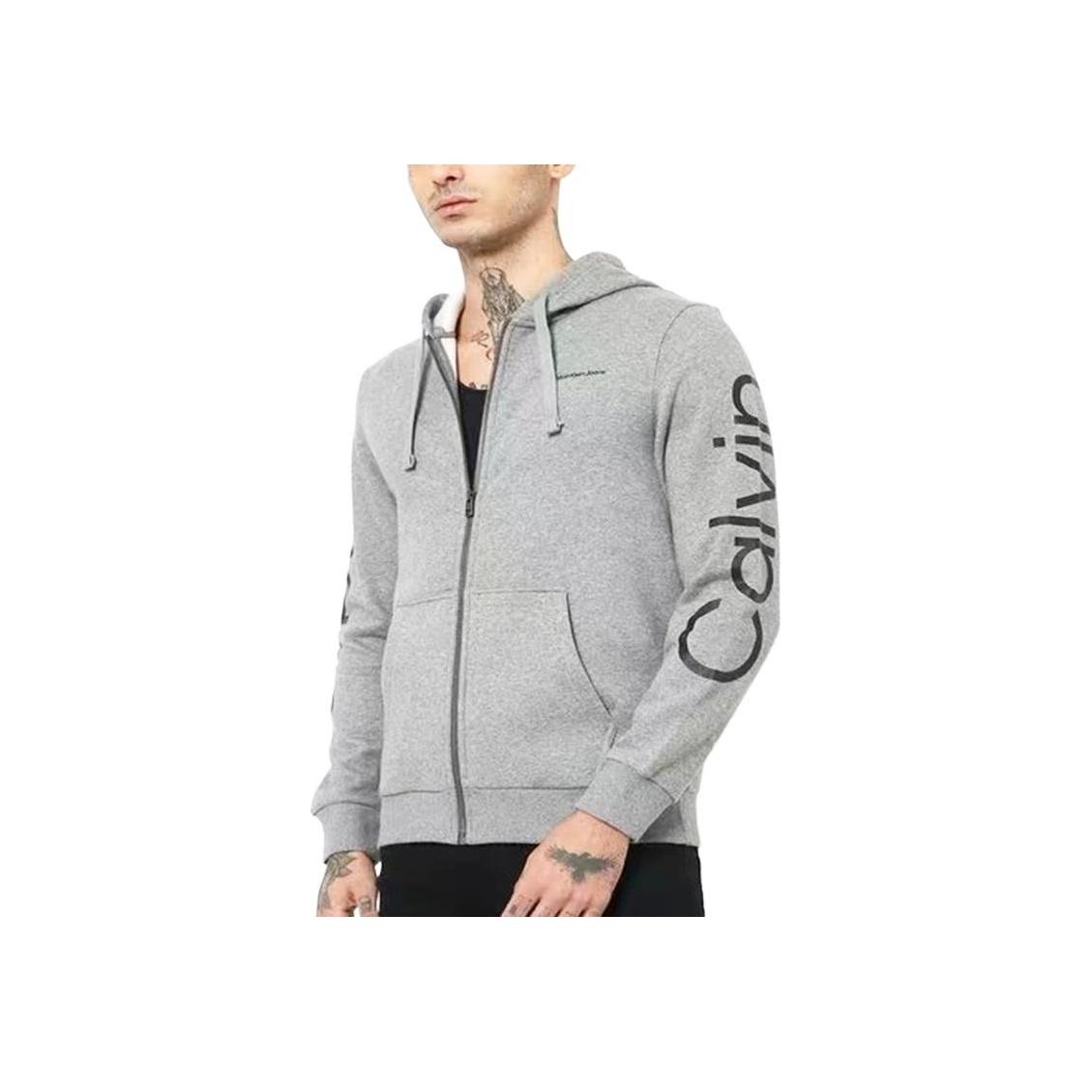 Calvin Klein Minimalist Comfortable Versatile Warm Hoodie Men Hoodies Gray 40DC414-030 XL