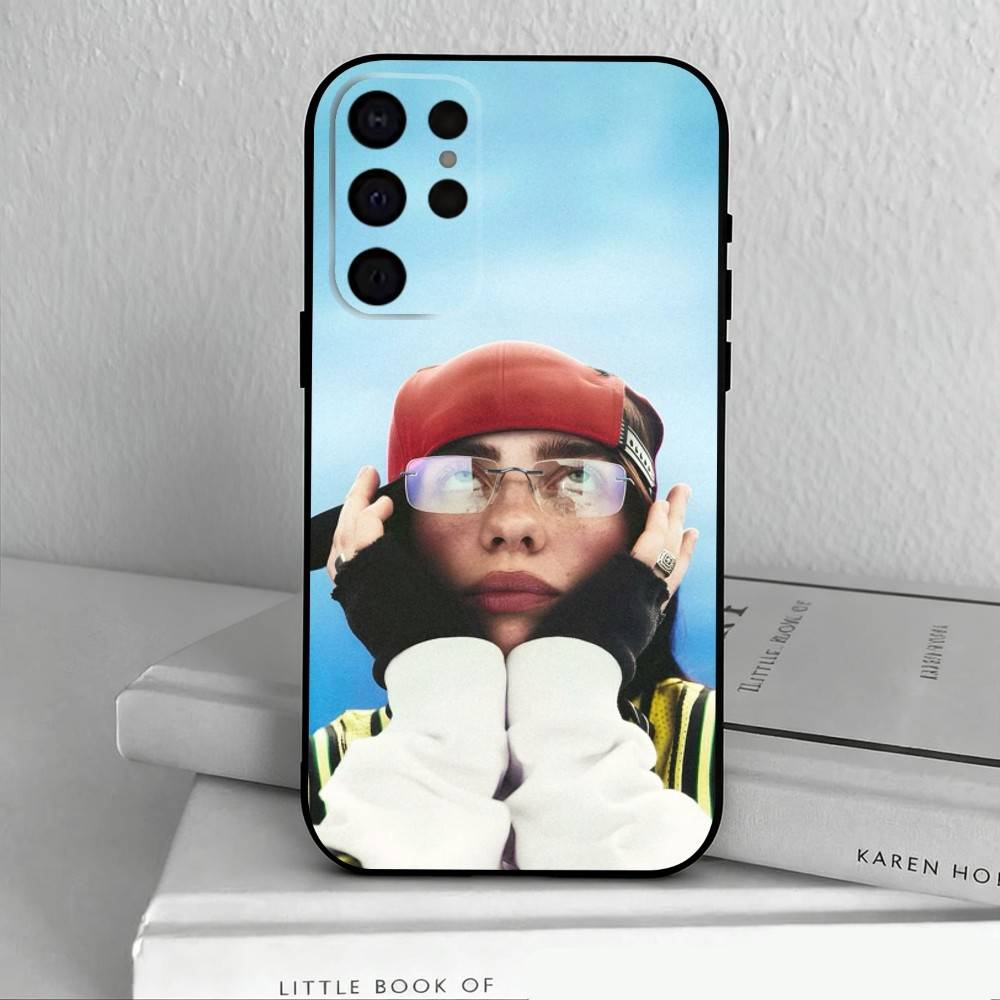 Singer B-Billie E-Eilish-H Phone Case For Samsung S25,24,23,22,30,21,10,9,Ultra,Plus,Lite,FE,4,5 G Soft Black Case