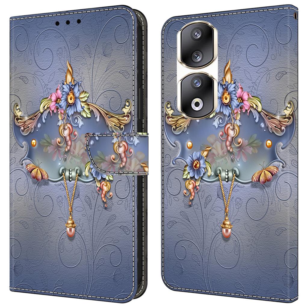 For Honor 90 Pro Case PU Leather Card Slots Phone Back Cover Pattern Printing Design