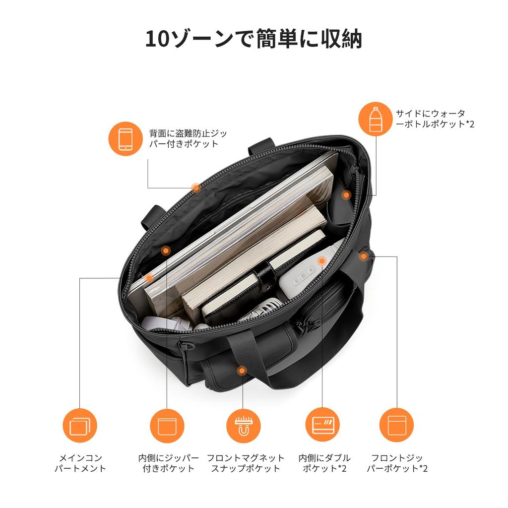 Aji Reißverschluss-Tragetasche, Passend für einen 15,6-Zoll-Laptop, Leicht, Pendlertasche, Passend für A4-Größe, Mehrere Taschen, Unisex, Multifunktional, Umhängetasche,