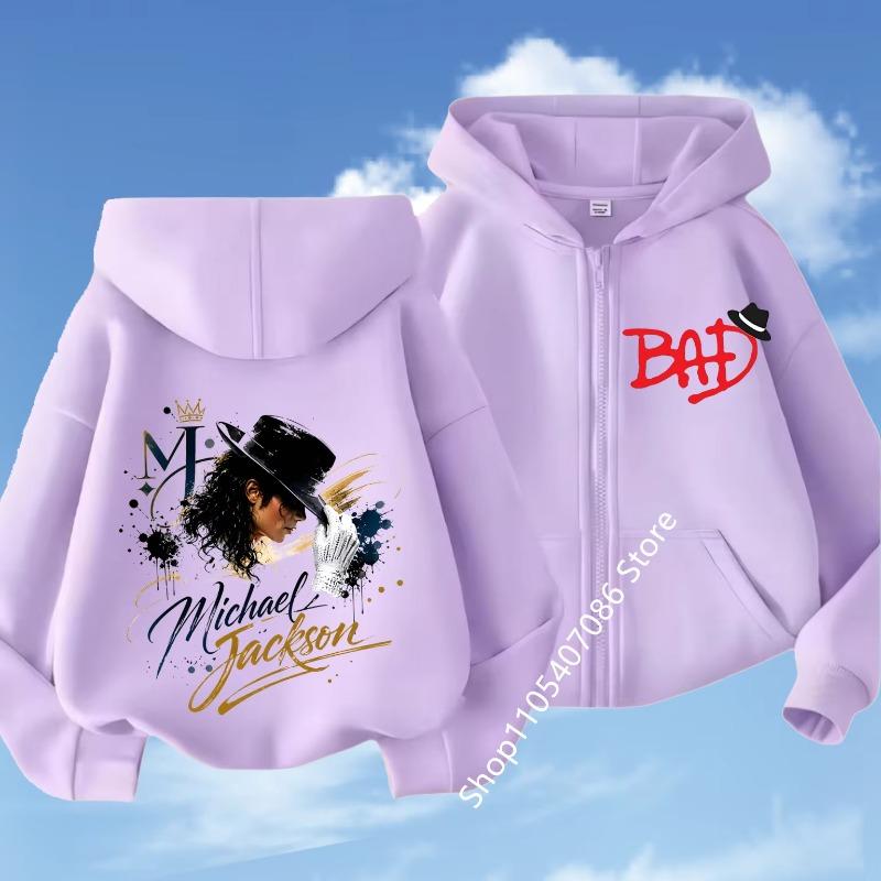 Felpa con cappuccio e zip per bambini, cardigan, top rosa per bambina e nero per bambino, felpa con cappuccio per bambini dai 3 ai 12 anni, autunno, cappotto stile Michael Jackson con zip