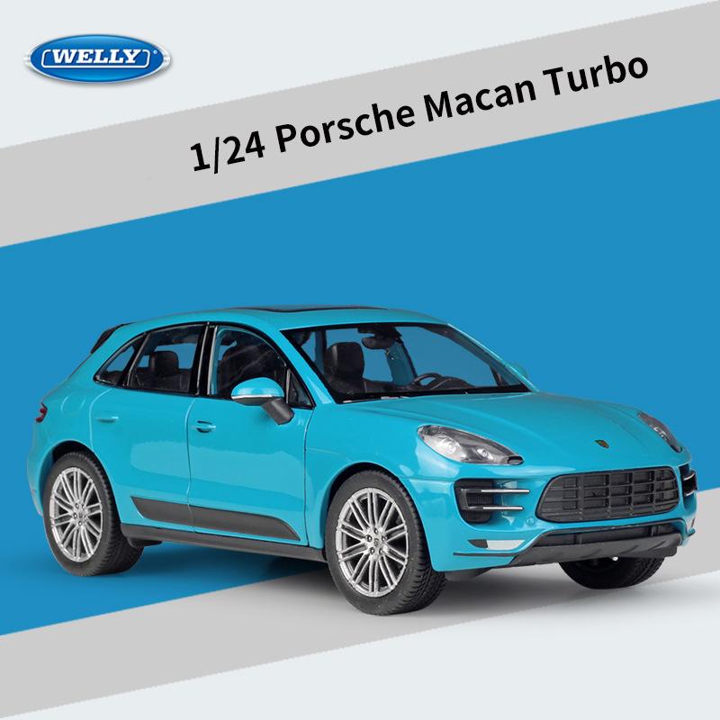Масштаб 1/24 WELLY Porsche Macan Turbo, модель автомобиля из сплава, литье под давлением, металлические игрушечные автомобили, модель автомобиля, коллекция высокой имитации, детские подарки