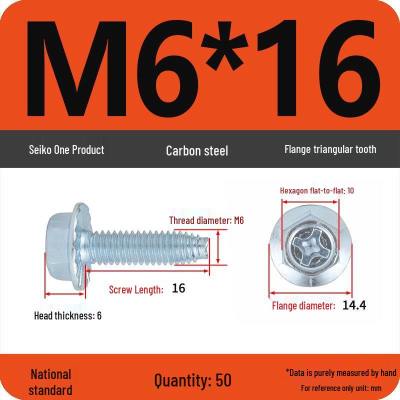 Grade 10.9 Galvanized Hex Flange Anti-slip Self-locking Triangular Thread Self-tapping Screw
