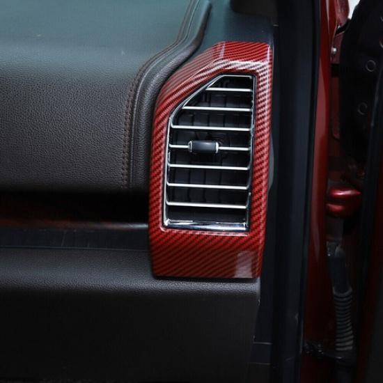 Red Carbon Dashboard Side Air Vent Outlet Panel Cover Trim for Ford F150 2015-20