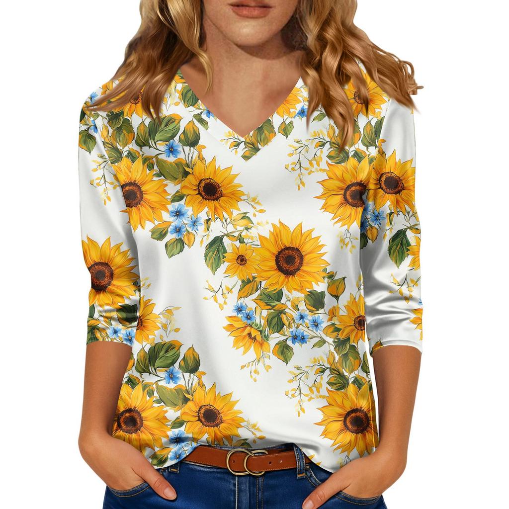 Kadınlar İçin Şık 3/4 Uzun Kollu Gömlekler İş Günlük Kıyafet Üstleri