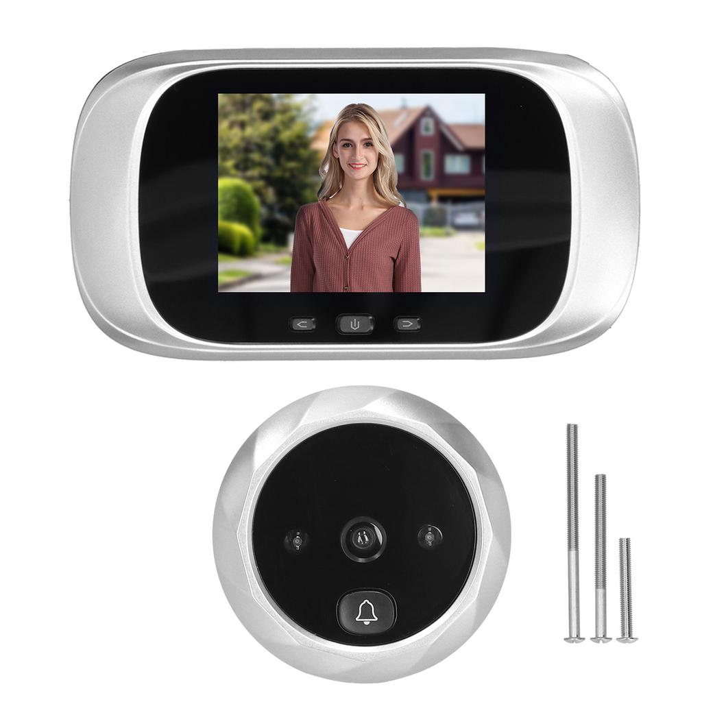 Electric Video Doorbell High Definition Camera 90 Degree Angle Digital Door ViewerSilver