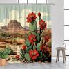Southwestern Desert Cactus with Blooming Flowers Waterproof Shower Curtain for Bathroom Decor