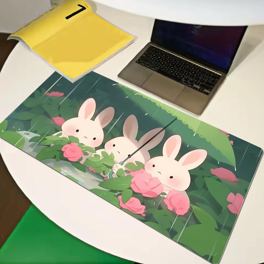 Gaming Keyboardpad Office Soft NonSlip Carpet Rubber Mice Pad New Models Cute Rabbit Pink Anime Mousepad Home Hd Print Xaxc