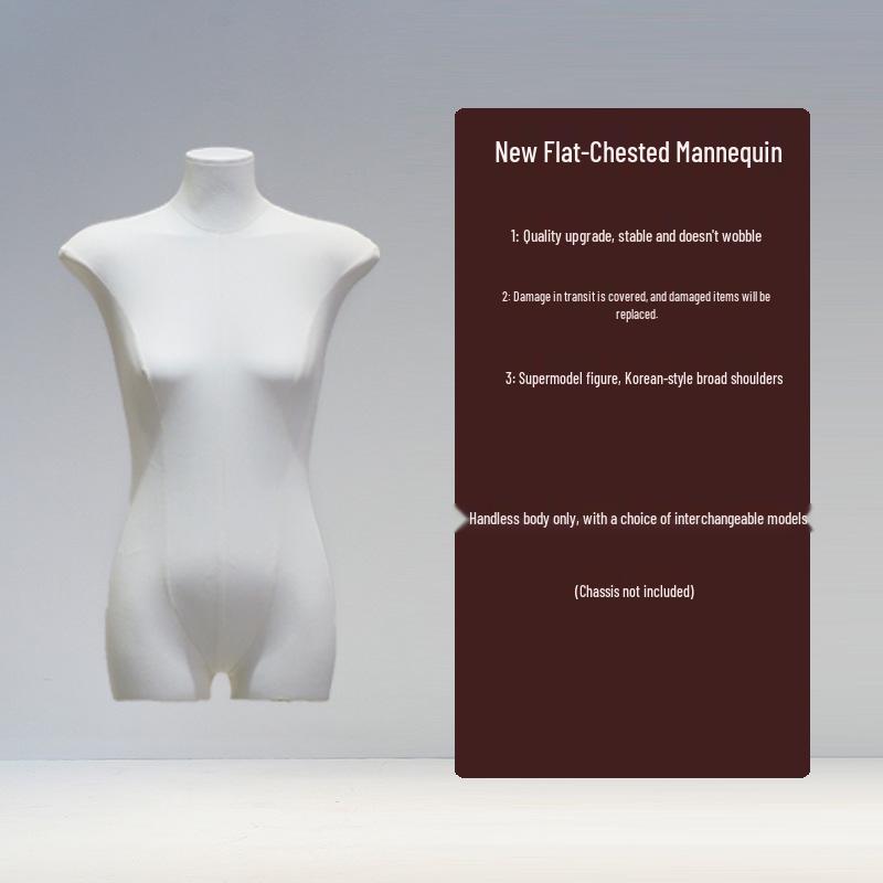Korean Style Flat Body Female Mannequin with Wide Shoulders for Women's Clothing Display
