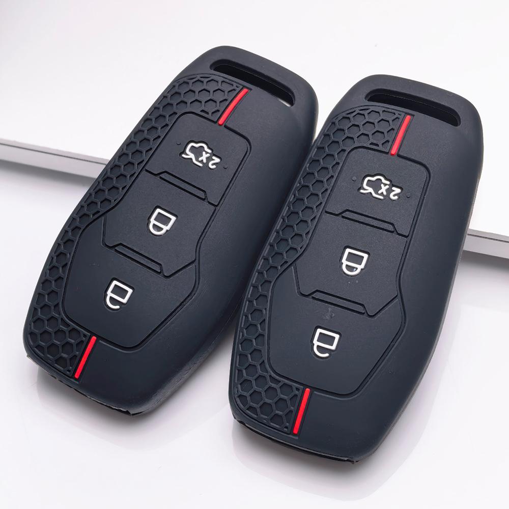 Silicone Key Cover for Ford 3 Button Smart Key, Fits Ford Focus Mondeo Kuga Escape MK4 Mustang, Shockproof Key Fob Holder, Protective Accessory