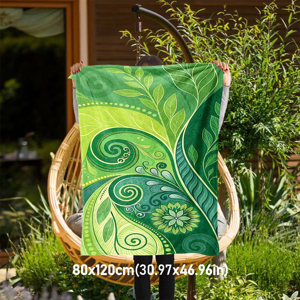 1PC leaf patternOutdoor Flannel Blanket - Soft Plush Decor for Picnics, camping, Bedroom, Playroom, Office, or Lunch Break 1352A