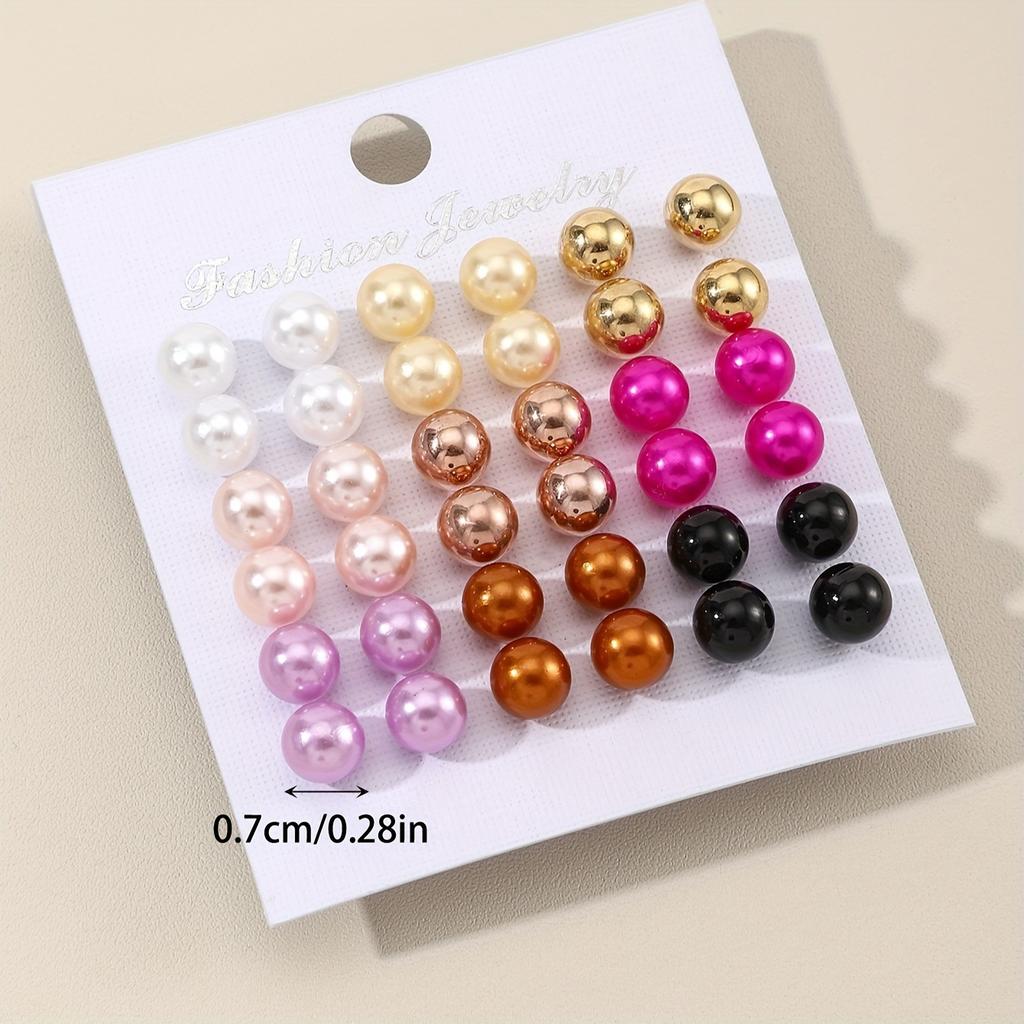 For simple summer women's colorful pearl stud earrings set party matching girl earrings earrings