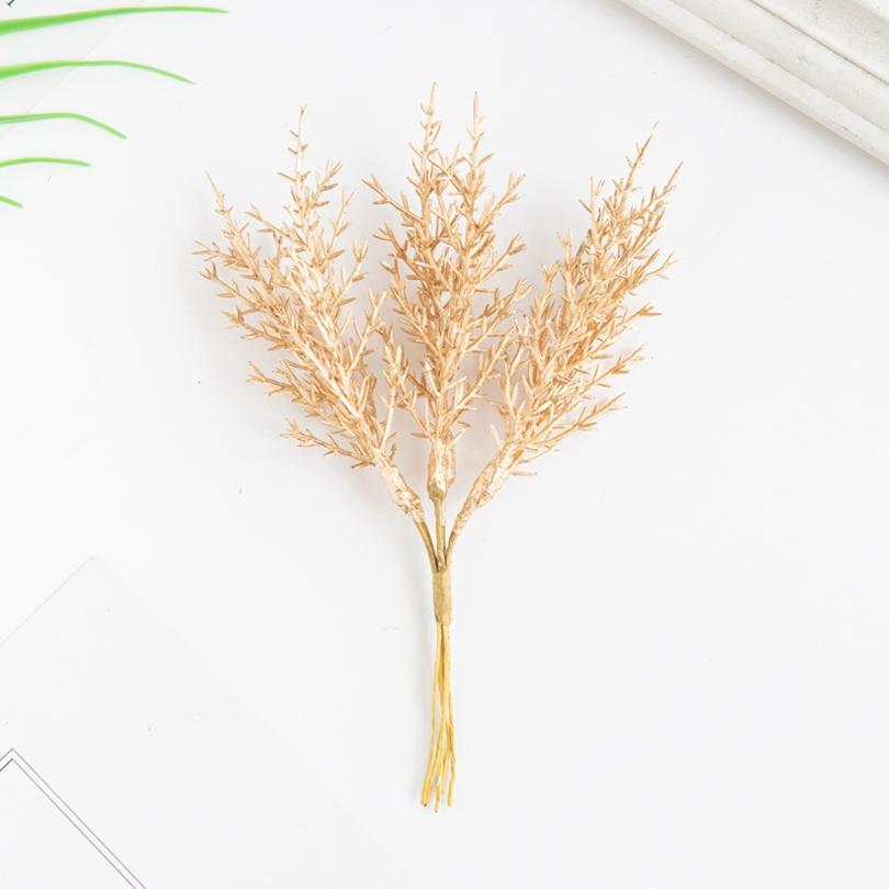 5/10Pcs Artificial Plant Golden Silvery Branch Christmas Tree Wreath Homes Wedding Accessory High Quality Artistic Decoration