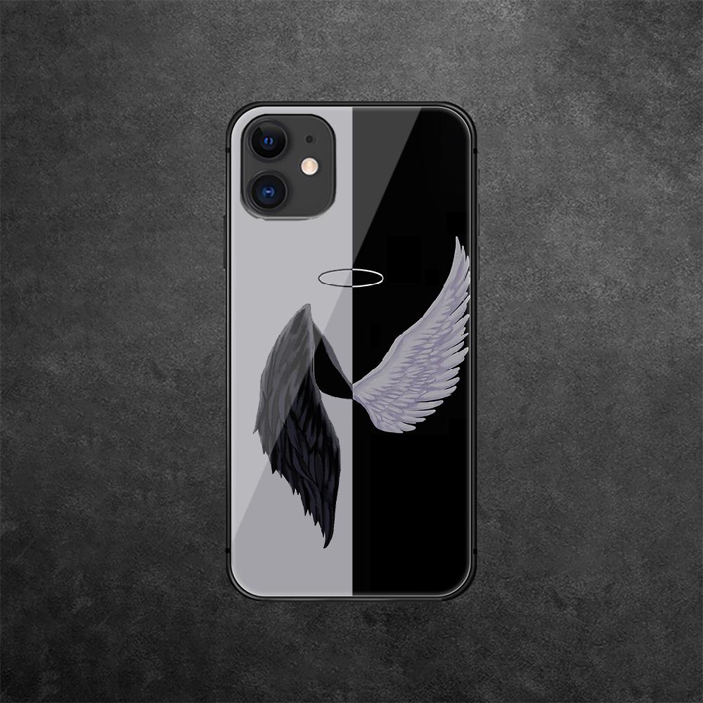 Wings Art Tempered Glass Phone Case For iPhone Samsung Galaxy Redmi Xiaomi Note S A 16 15 14 13 12 11 20 21 22 23 53 54 Pro Plus Ultra Silicone Cover
