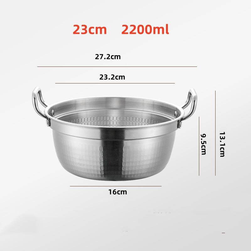 Kitchen Stainless Steel Korean Ramen Pot Double Handle Rust-proof Soup Noodle Small Pot Durable Gold Silver Milk Pot Cuisine