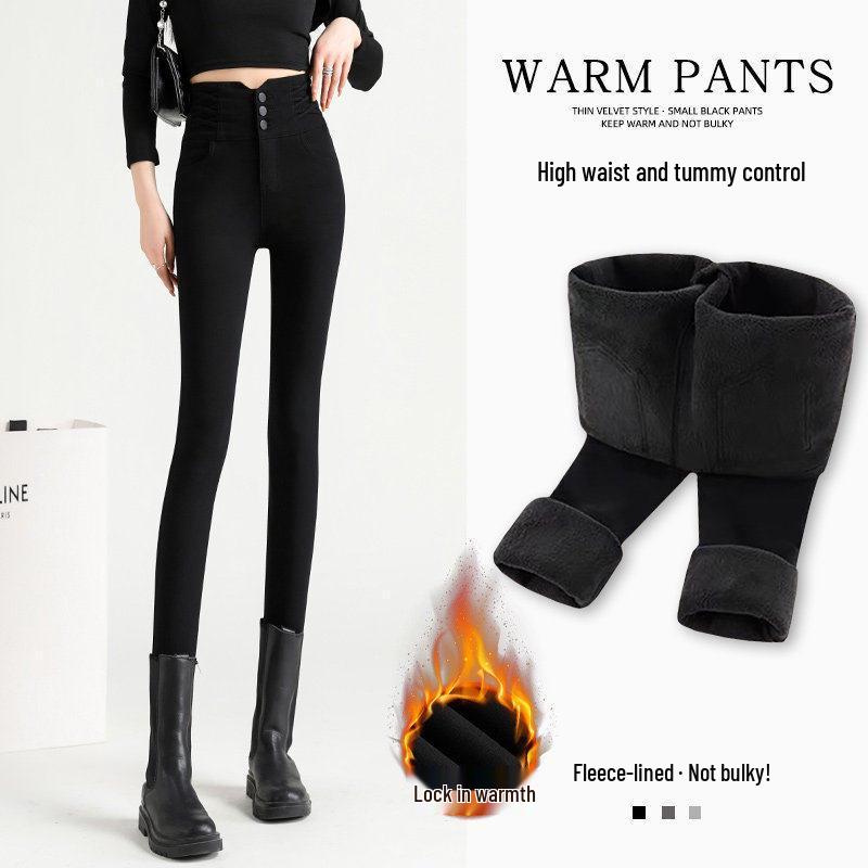 

2026 Women s High-Waisted Black Fleece-Lined Slimming Winter Leggings, Tight-Fit, Thickened Pencil Style M, Suitable for 96-105 lbs