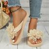 Fashion Fashionable Summer Women's Beach Slippers High Heel Thick Sole Non-Slip Floral PVC Outdoor Slip-On Casual Slippers Waterproof