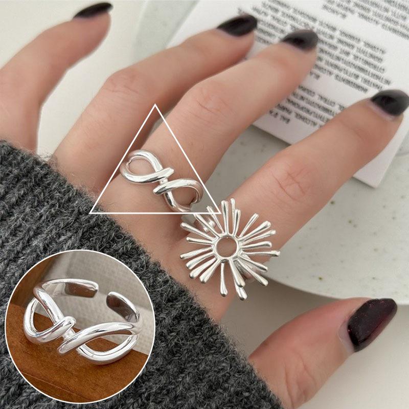 S925 Silber Geometrischer Crossover-Ring - Damen Minimalistisches Offenes Design, Schlichter Mode Ins Stil Zeigefingerring
