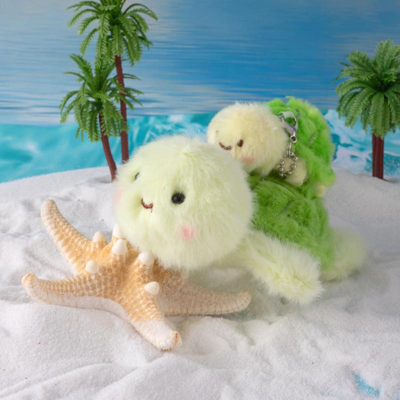 Kawaii Mom Baby Animal Plush Doll Pendant Cute Octopus Starfish Clownfish Dolphin Killer Whale Turtle Shark Seal Keychain Decor