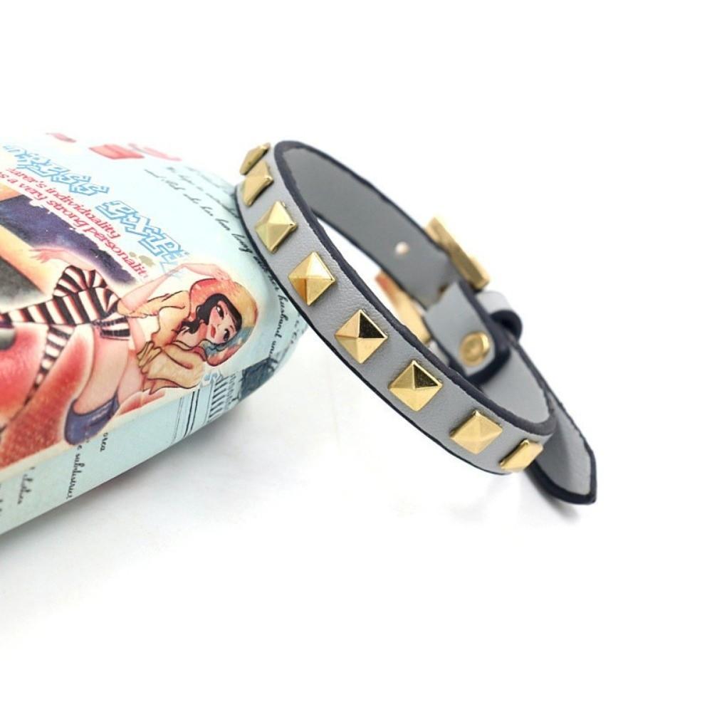 PU Leather Rivets Bracelet Square Rivets Single Ring Bracelet Leather Bracelets  Gift Jewelry
