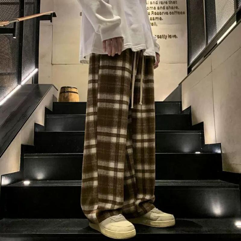 Spring And Autumn New Fashion Plaid Casual Pants Everyday Versatile Wide Leg Straight Pants Loose Casual Sports Pants Large Size