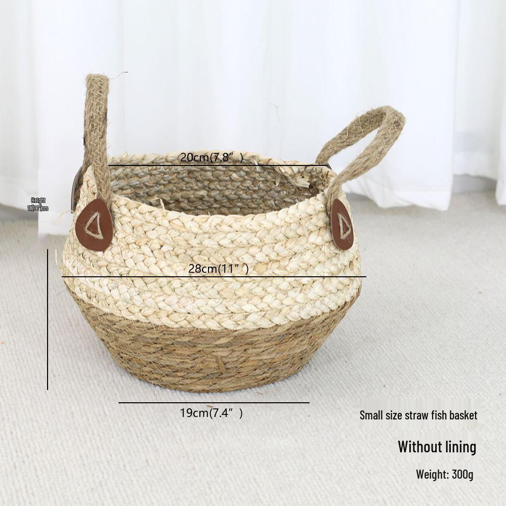 Rattan Woven Flower Basket: Hand-Held Green Plant & Flower Pot, Living Room Decoration & Storage Solution.