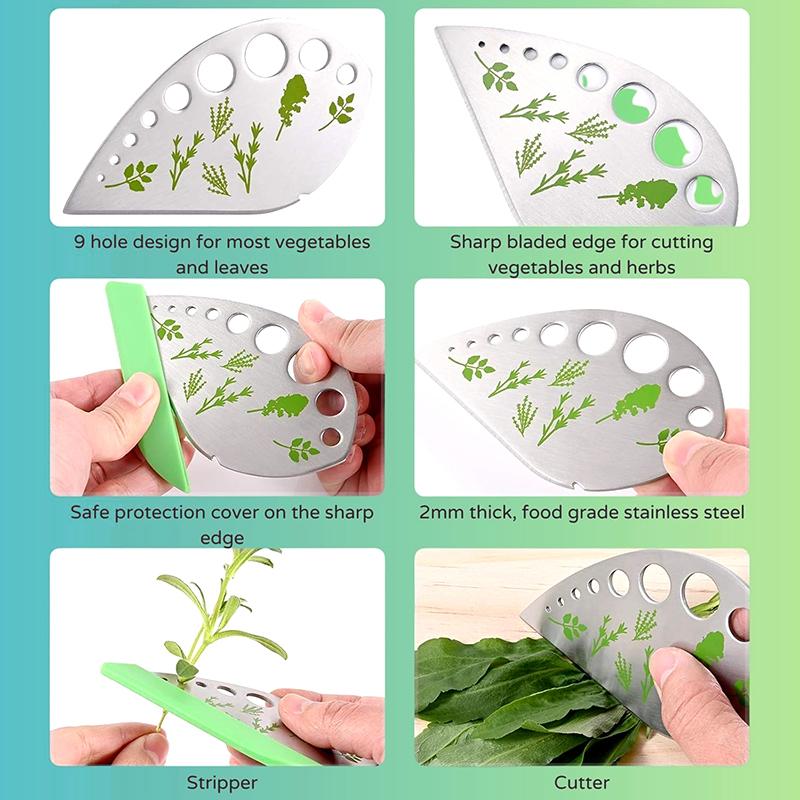 9 Hole Herb Peeler Tool, Stainless Steel Herb Peeler , Multi-Purpose Kale, Rosemary Peeler With Cutting Edge, Kitchen Gadgets