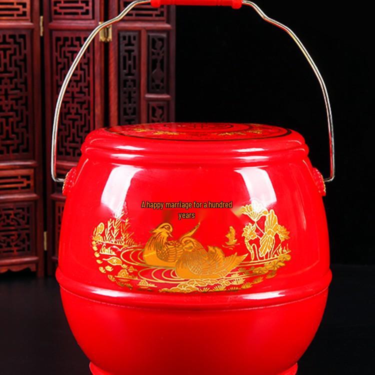 Красное свадебное ведро для приданого невесты - Маленький размер Свадебные принадлежности для празднования