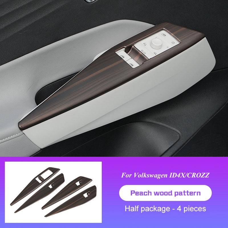 For Volkswagen VW ID3 id.3 ID.4X/CROZZ Car Door Handle Armrest Window Lift Panel Cover ABS Silver Carbon Sticker Car Accessories