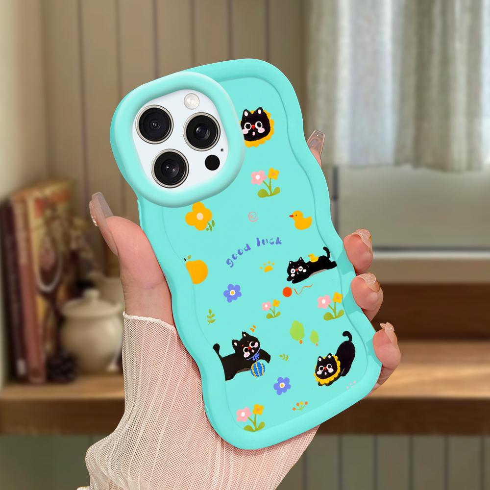 Big Wave Edge Soft Silicone Material Macaron Phone Case Shockproof Protective Rubber Casing for iPhone Samsung Huawei Honor Xiaomi Redmi OnePlus Moto