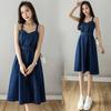 Summer Large Size Slim-fit Denim Suspender Dress Women's V-n
