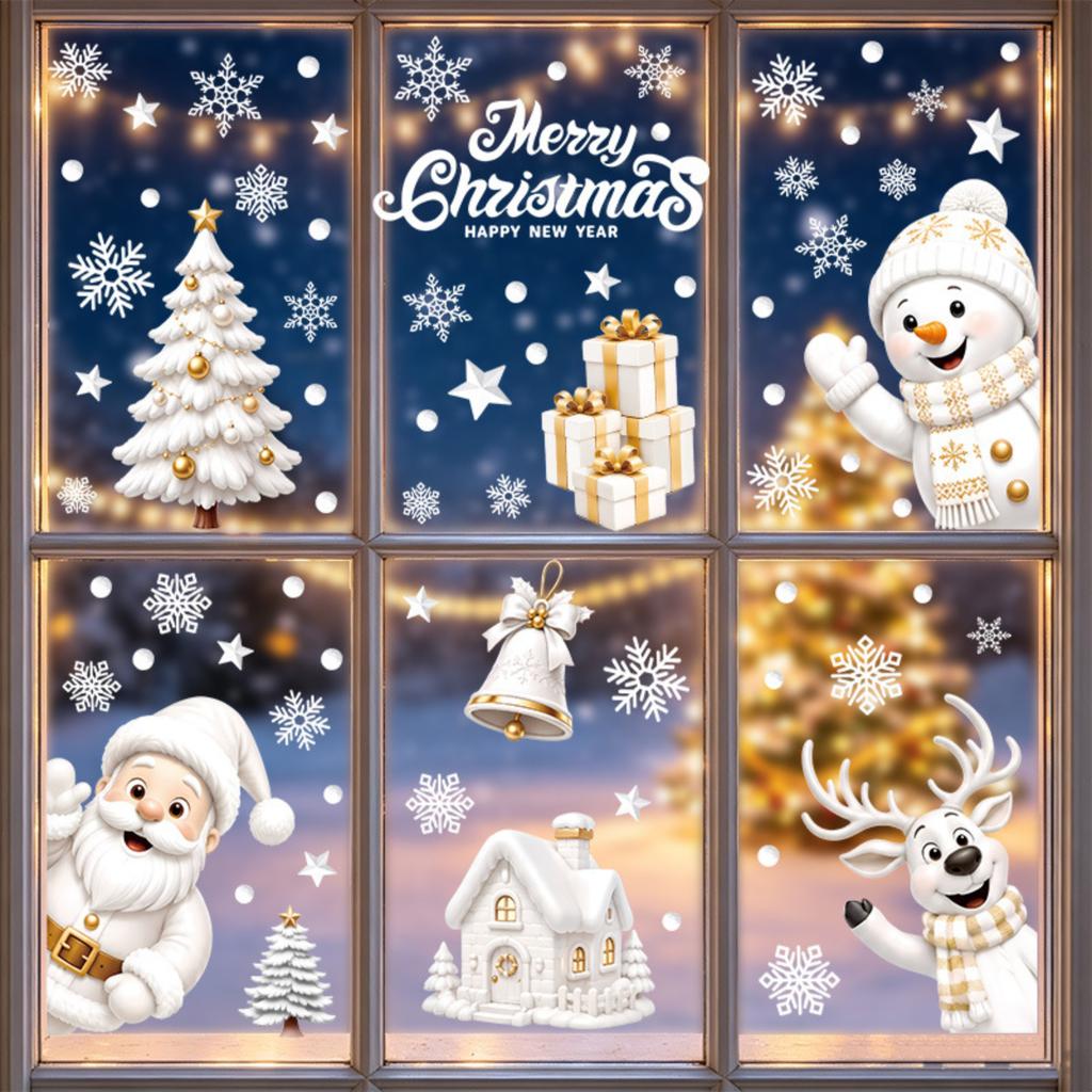 Christmas Static Cling Window Stickers for Living Room Bedroom Holiday Party Decorations