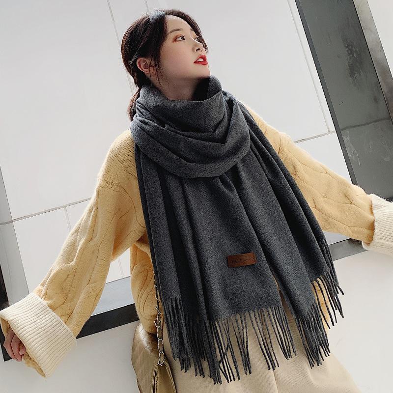 VISROVER New 20 Colors Woman Winter Scarf Fashion Female Shawls Cashmere Handfeeling Winter Wraps Solid Color Winter Hijab Gift