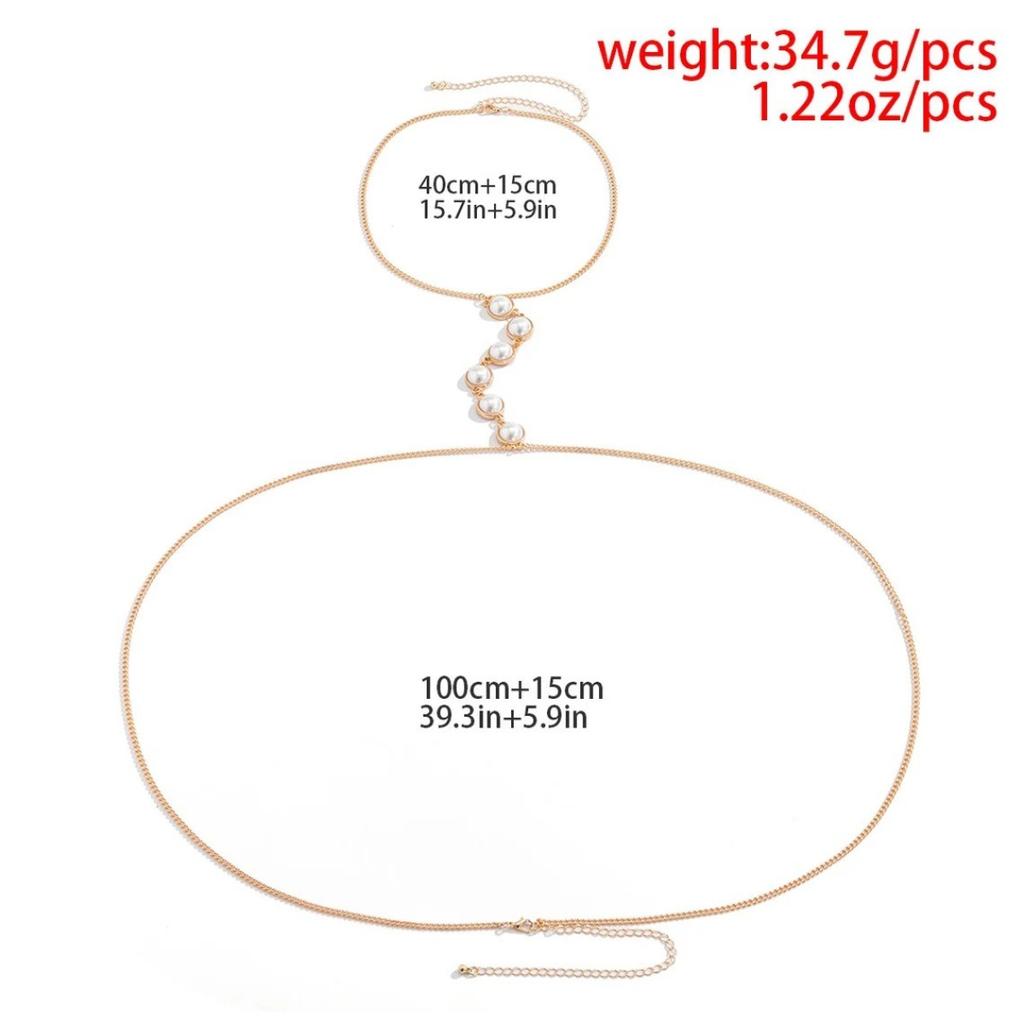 Fashion Minimalist Women's Bust Chain, Beach Sexy Bikini Metal Faux Pearl Unique Chest/Body Chain Versatile Waist Chain, Body Accessory