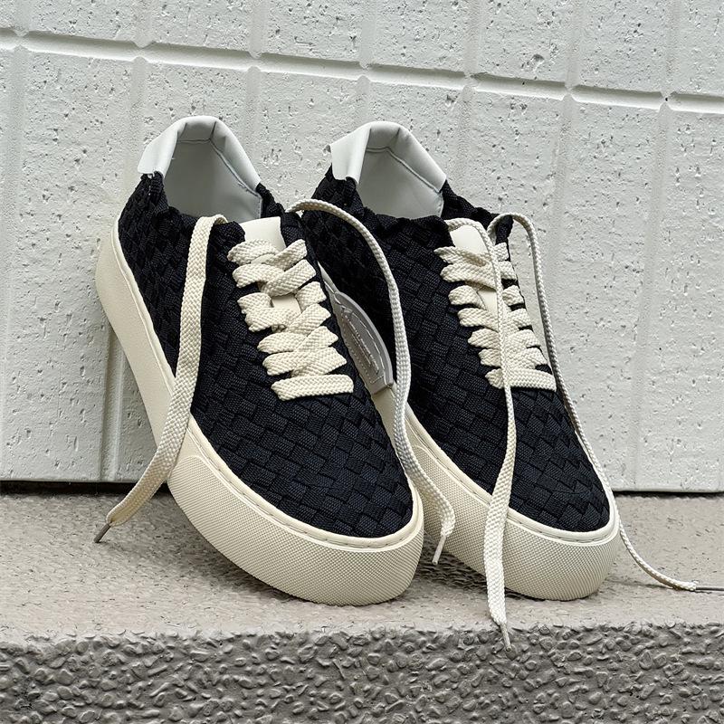 Men's 2025 Woven Thick-Soled White Canvas Shoes - Trendy, Versatile, High-End X299