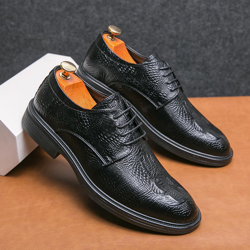 Fashion Men Leather Shoes Lace Up Oxfords High Quality Dress Business Shoes Luxury All-Match Wedding Party Shoes Man Zapatos Hombre