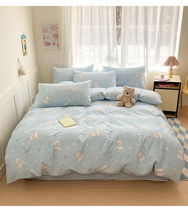 Four piece set of pure cotton and cotton 2026 new cartoon duvet cover, student bed sheet, three piece set of bedding