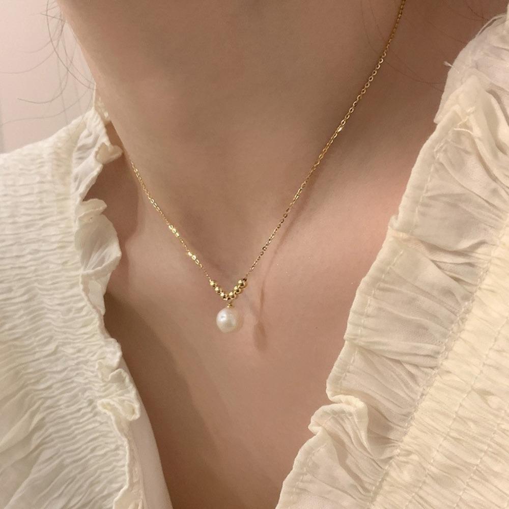 Shijia Pearl Necklace Women's Niche Light Luxury Design High-end Temperament Collarbone Chain Neck Chain Sweater Chain Bead Chain