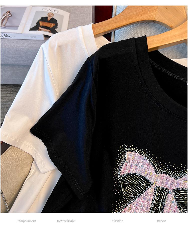 Women's Plus Size Slimming Round Neck Mid-Length Short-Sleeve T-Shirt (Sizes 200-350 jin, Style 6509)