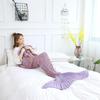 Summer Plaid Mermaid Tail Knit Blanket for Office & Nap
